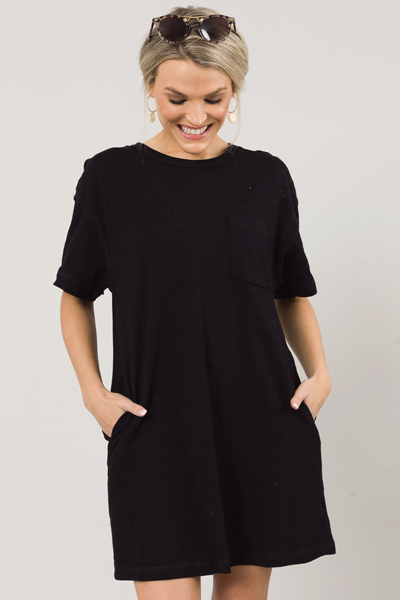 Pocket Tee Dress, Black