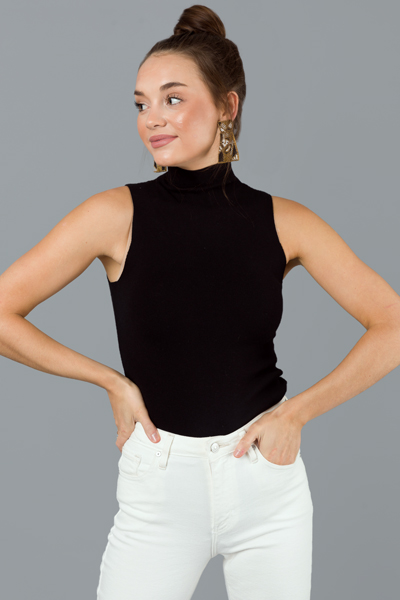 Turtleneck Sweater Bodysuit, Black