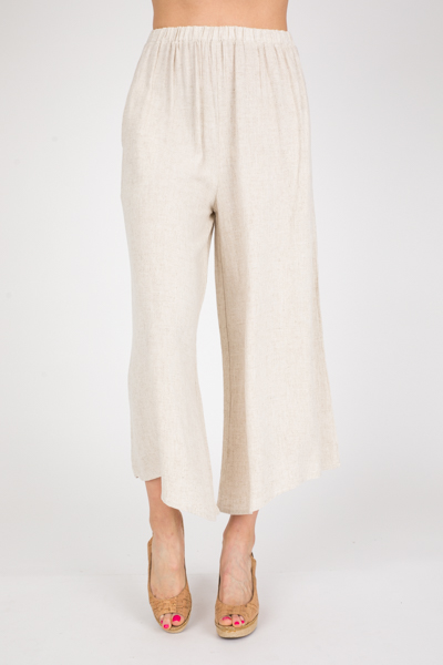 Wide Leg Linen Pant, Oatmeal