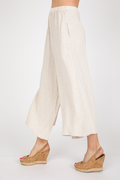 Wide Leg Linen Pant, Oatmeal