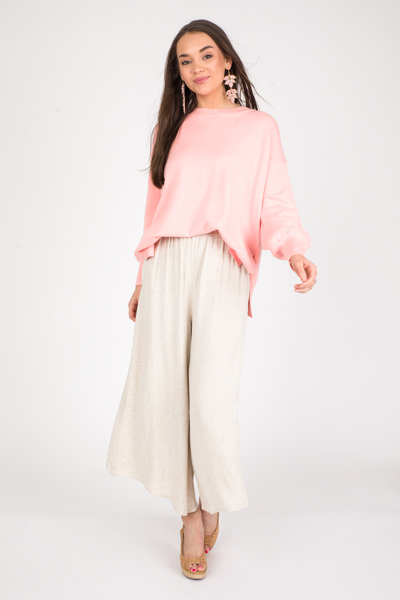 Wide Leg Linen Pant, Oatmeal