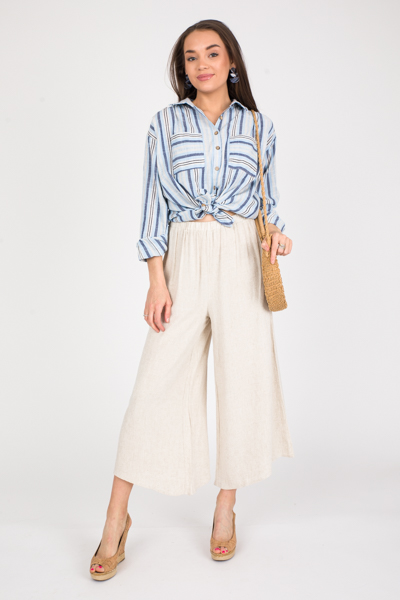 Wide Leg Linen Pant, Oatmeal