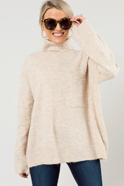 Tia Oversize Pocket Sweater, Oatmeal