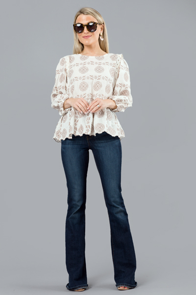 Sundial Scallop Top, Ivory