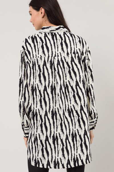 Zebra Shirt Dress, Black