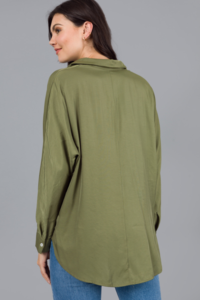Dolman Collared Blouse, Olive