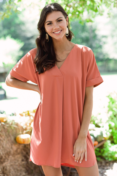 Picture Perfect V Dress, Apricot