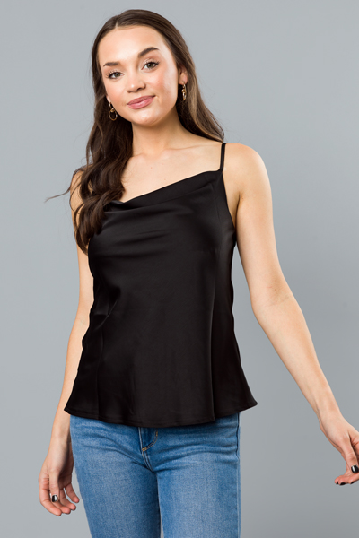 Satin Cowl Cami, Black