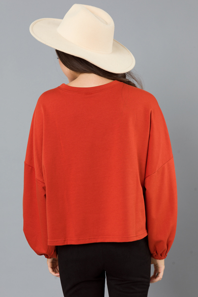 Balloon Sleeve Sweatshirt, Rust