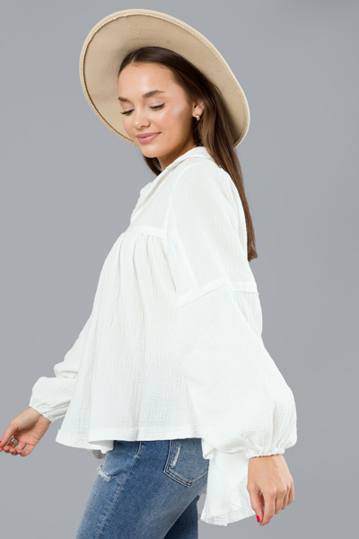 Carter Babydoll Top, White