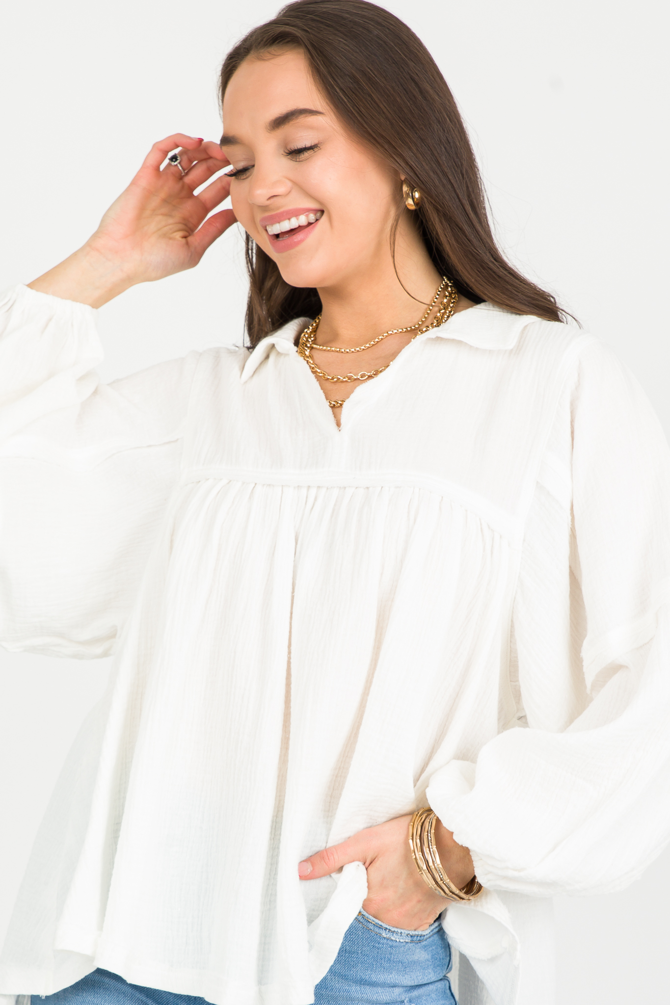 Carter Babydoll Top, White