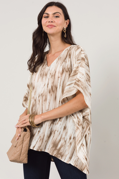 Amy V Tunic, Mocha Print