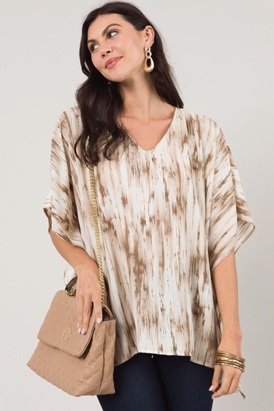 Amy V Tunic, Mocha Print