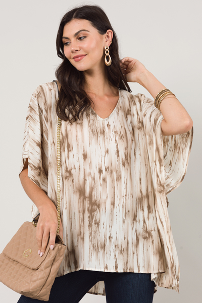 Amy V Tunic, Mocha Print