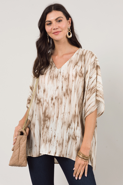 Amy V Tunic, Mocha Print