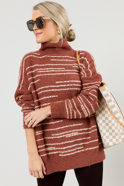 Thread Stripe Sweater, Rosy Brown