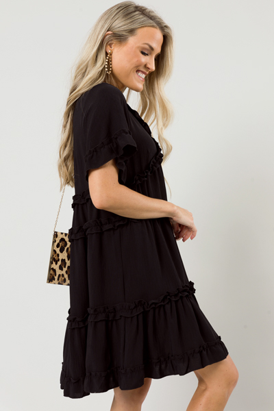 Ramona Ruffle Tier Dress, Black