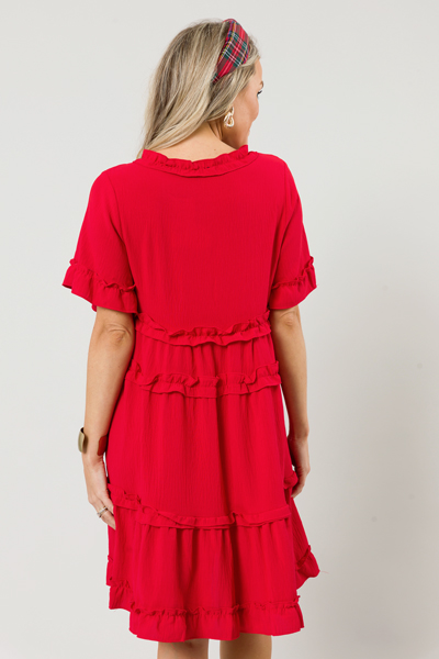 Ramona Ruffle Tier Dress, Red