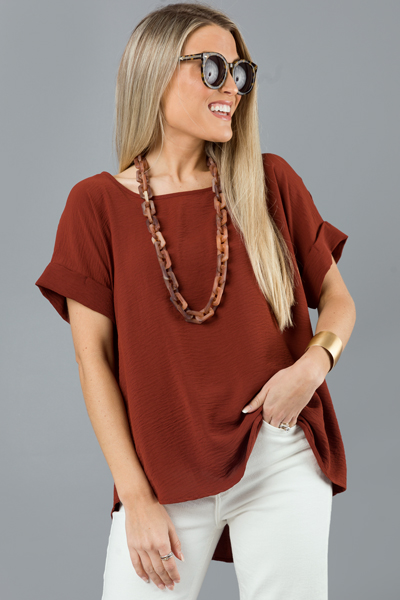 Brittany Basic Blouse, Spice