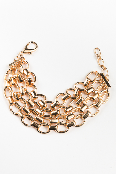 4 Row Chain Bracelet, Gold