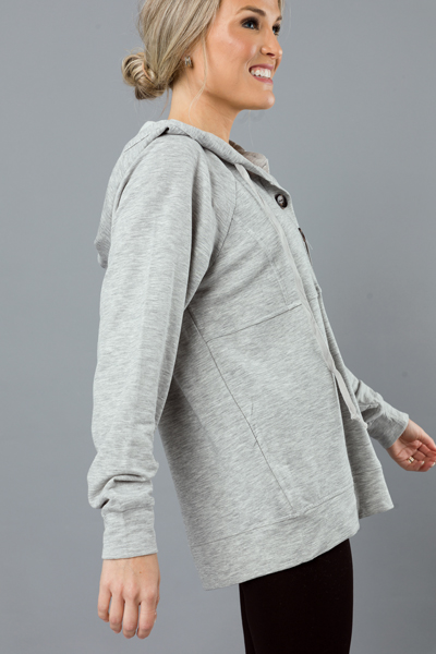 Half Button Hoodie, H. Grey