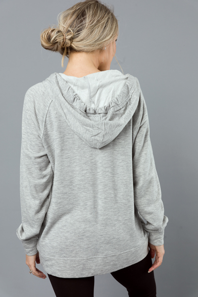 Half Button Hoodie, H. Grey