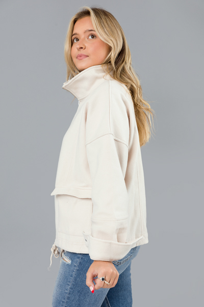 Zip Draw Hem Jacket, Bone