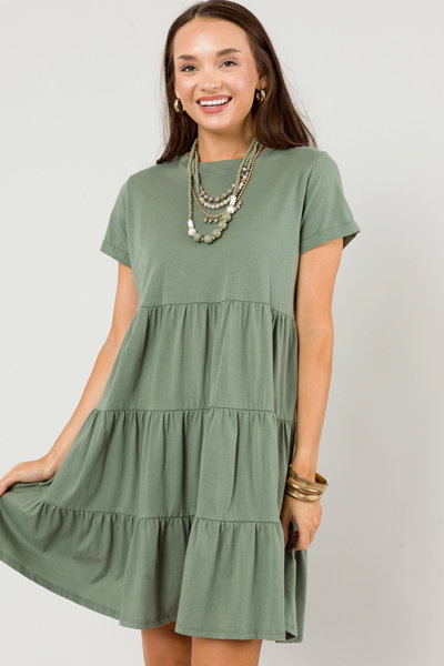 Cotton Knit Empire Tiered Dress
