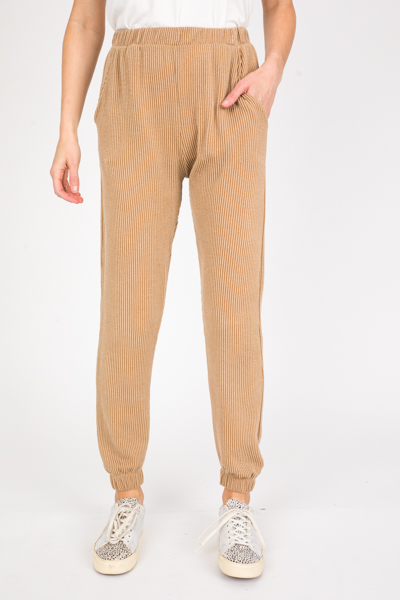 Rib Texture Joggers, Golden