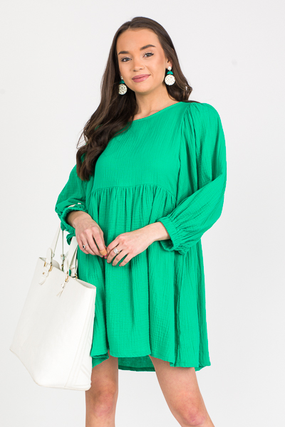 Babydoll Puff Dress, Kelly Green