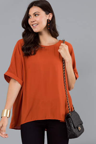 Chiffon Boxy Hi-Lo Top, Apricot