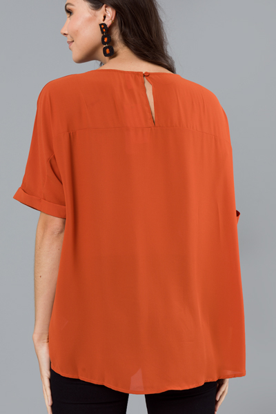 Chiffon Boxy Hi-Lo Top, Apricot