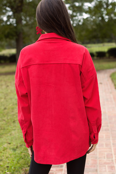 Corduroy Shirt Jacket, Red