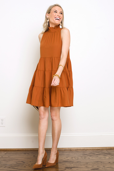 Caitlyn Tiered Dress, Camel