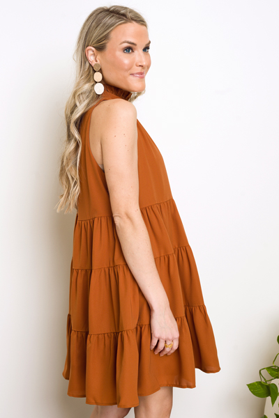 Caitlyn Tiered Dress, Camel