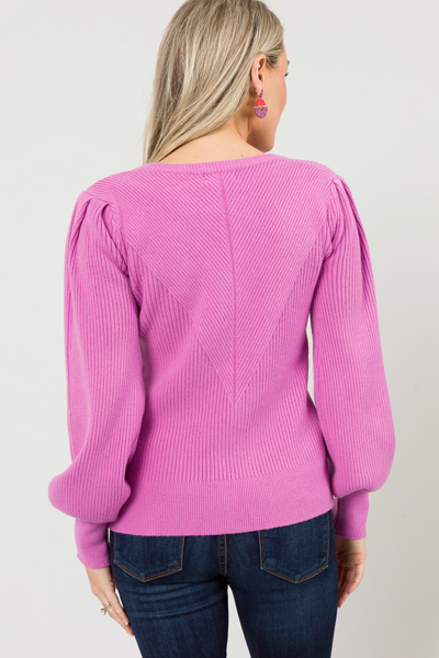 Ribbed Balloon Sweater, Orchid