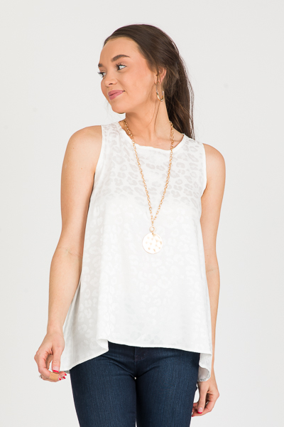 Tonal Leopard Tank, Off White