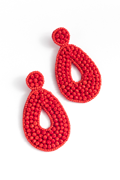 Bubble Bead Earring, Red