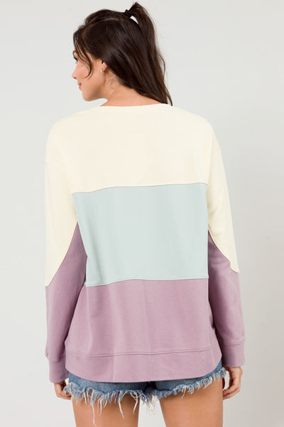 Blocked Tunic Sweatshirt, Lavender