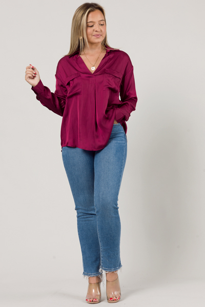 Brant Silky Blouse, Beet Red