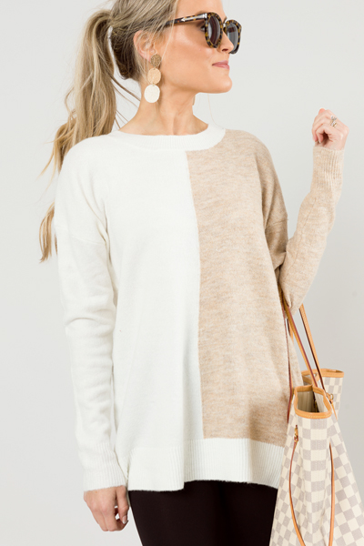 Seeing Double Sweater, Ivory/Oatmeal
