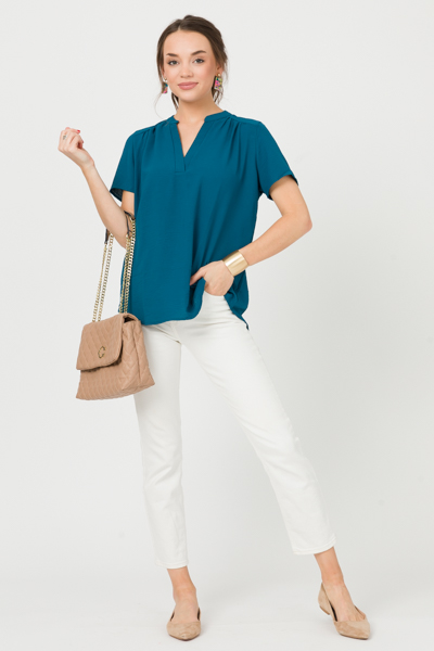 Work Hours Blouse, Teal