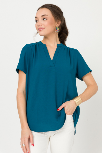 Work Hours Blouse, Teal