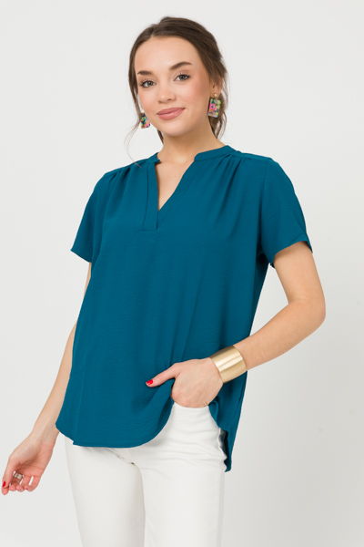 Work Hours Blouse, Teal