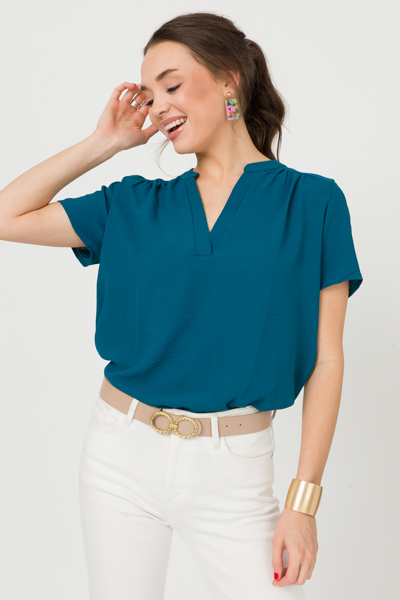 Work Hours Blouse, Teal