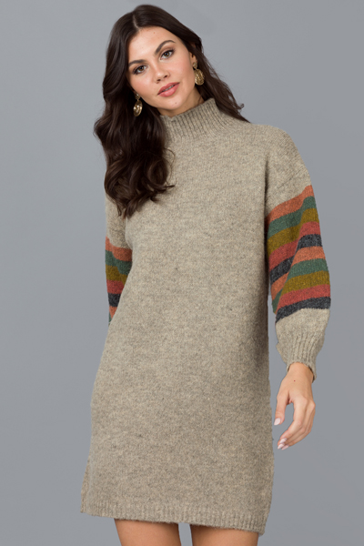 Multi Sleeve Sweater Dress, Oatmeal