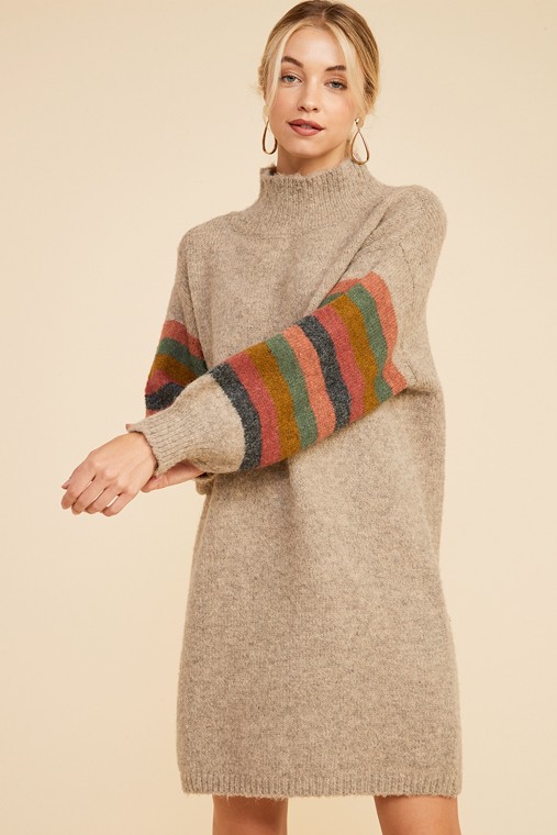 Multi Sleeve Sweater Dress, Oatmeal