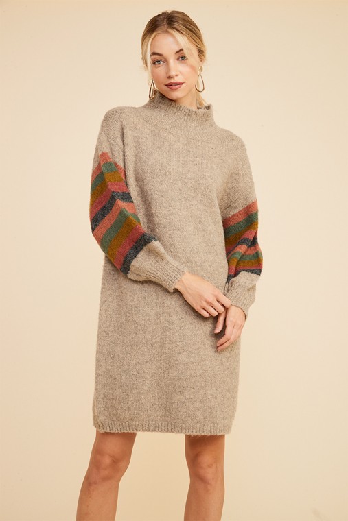 Multi Sleeve Sweater Dress, Oatmeal