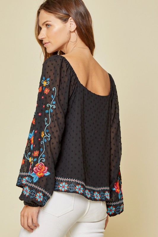 Swiss Embroidery Top, Black