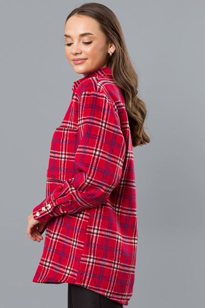 Graham Plaid Shacket, Red